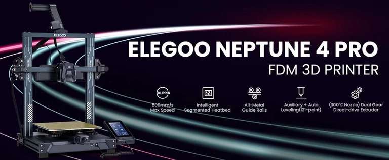 Drukarka 3D Elegoo Neptune 4 Pro (pole 225×225×265 mm) $251,29 @ Geekbuying.com