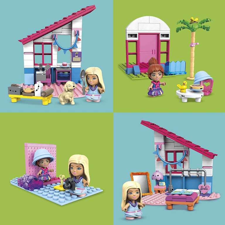 Mega Construx HBF32 - Zestaw zabawek Barbie Malibu, zestaw do budowania z 445 klocków, od 5 lat