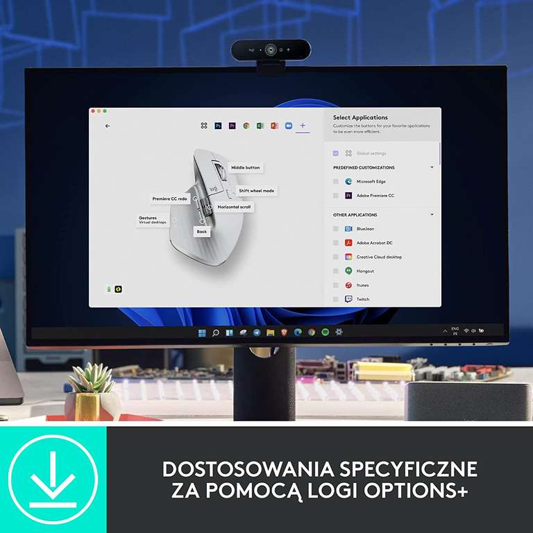 Logitech MX Master 3S - ergonomiczna mysz bezprzewodowa, 8K DPI, ciche klikanie, USB-C, Bluetooth - Jasnoszary (tylko z Prime) @Amazon.pl