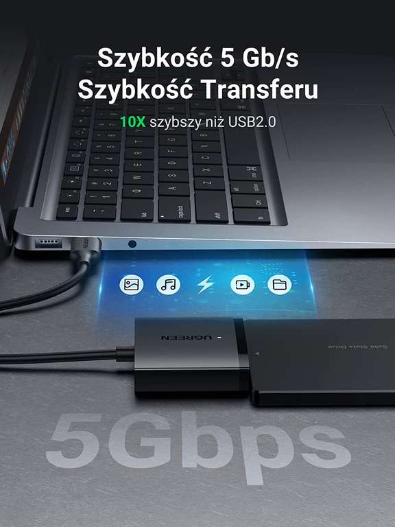 UGREEN adapter USB do dysków twardych SATA III do 2,5/3,5 Cala Amazon.pl