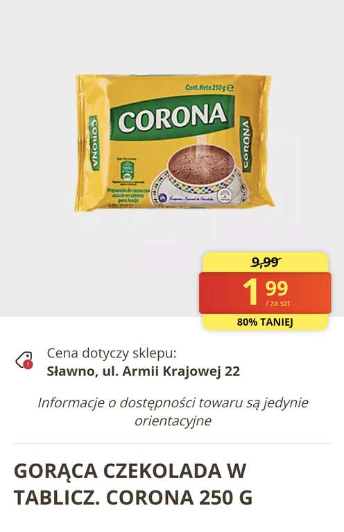 Corona - Batonik kakaowy do przyrządzenia napoju.