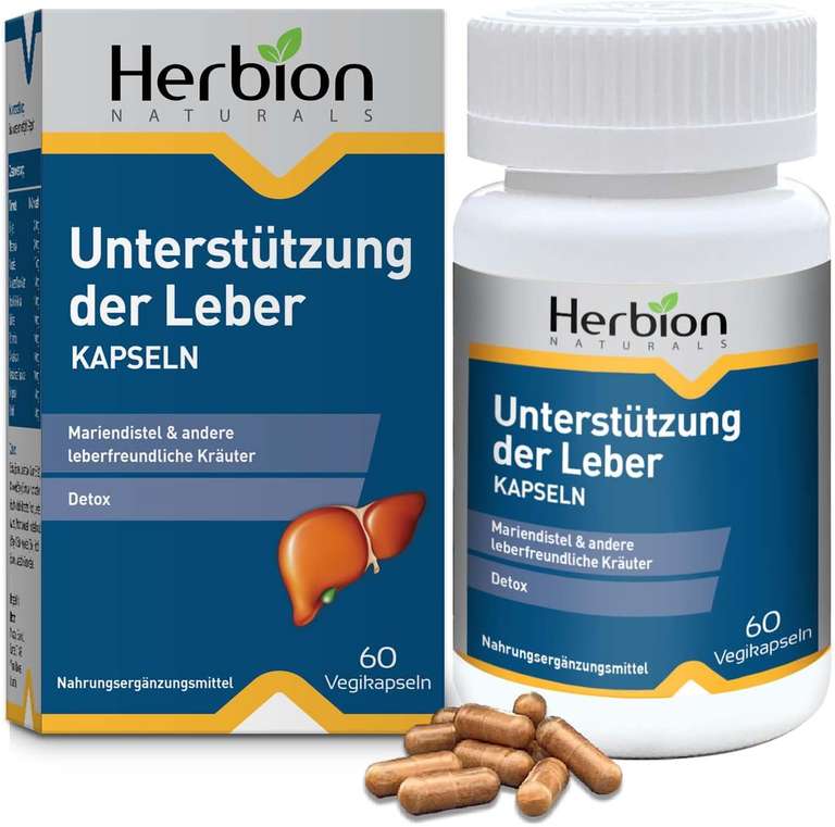 Herbion Naturals Liver Support Herbal Blend z ostropestem plamistym, wspomaga zdrowe funkcjonowanie wątroby, 60 kapsułek wegetariańskich