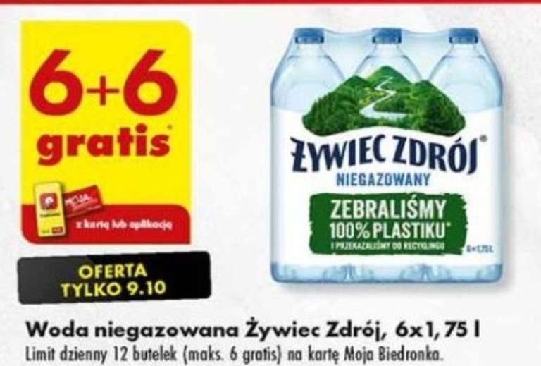 Woda Żywiec Zdrój 6+6 gratis (1,45zł/butelka) @Biedronka