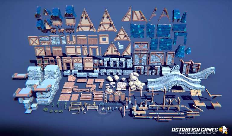Darmowa paczka w Unity Asset Store - średniowieczna wioska, modularna, 3D