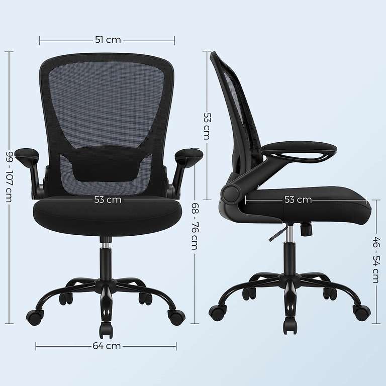 Ergonomiczne krzesło do komputera, obrotowe 360°, czarne Songmics OBN37BK (dla abonentów Prime Amazon)