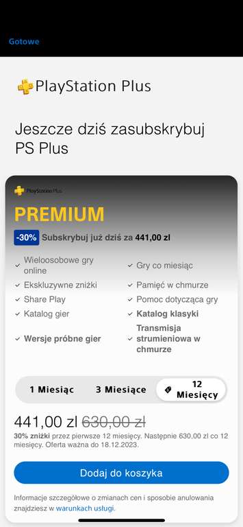 Playstation plus premium i extra -30%. W aplikacji i na stronie PSN Store.