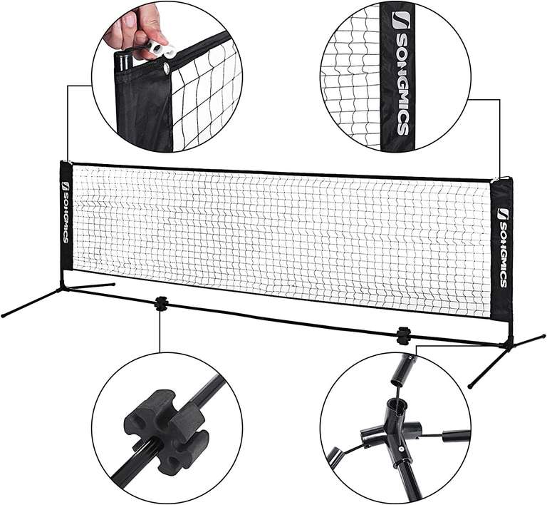 Siatka do badmintona / tenisa o długości 5 m (regulacja wysokości 90-155 cm, metalowa rama, torba do przenoszenia) @ Amazon