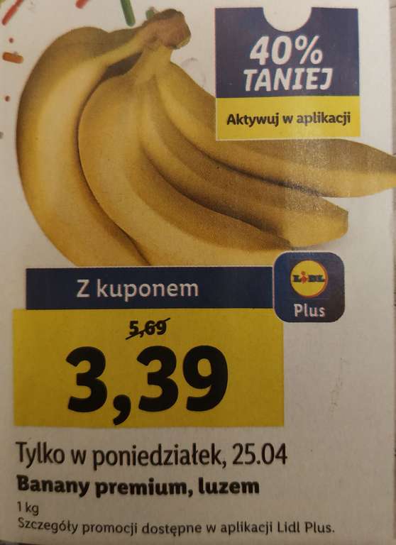 Banany 3.39 zł/kg Lidl