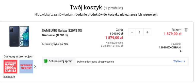 Smartfon SAMSUNG Galaxy S20FE 5G Niebieski (G781B)