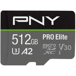 Karta pamięci PNY microSDXC Pro Elite 512GB, A2, Klasa 10, UHS-I/U3, V30 + adapter odczyt/zapis 90/100 MB/s - gwarancja 5 lat