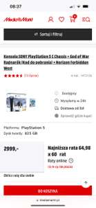 Konsola SONY PlayStation 5 C Chassis + God of War Ragnarök (Kod do pobrania) + Horizon Forbidden West
