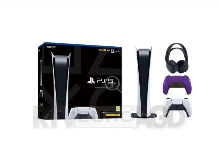 PlayStation 5 Digital plus dwa pady i słuchawki