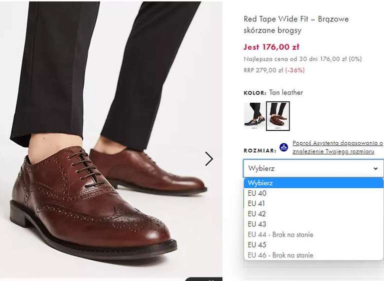 Dodatkowe 20% na elegancką odzież/obuwie/dodatki - np. skórzane buty męskie za 141 zł @ASOS