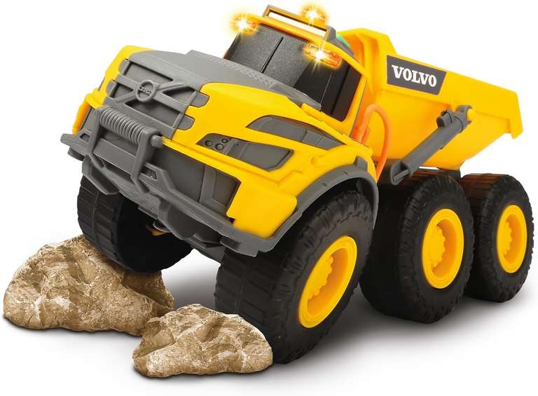 Dickie Toys 203723004 VOLVO Wywrotka zabawkowa dla dzieci, Oficjalny licencjonowany pojazd budowlany dla dzieci, światło i dźwięk, 23 cm