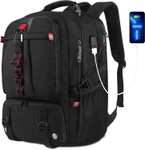 Yorepek Duży 17-calowy plecak na laptopa, z przegrodą na buty, wodoodporny, port ładowania USB, 50 litrów, Czarny