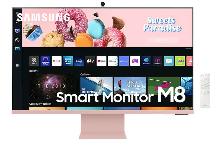 Monitor Samsung M8 z kamerką różowy i zielony