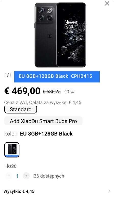 Smartfon OnePlus 10T 8/128GB @ 469 Euro z Francji