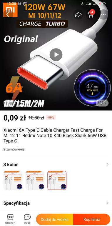 US $0.03 99%OFF | Xiaomi 6A Type C Kabel Charger Fast Charge For Mi 12 11 Redmi Note 10 K40 Black Shark 66W USB Type C