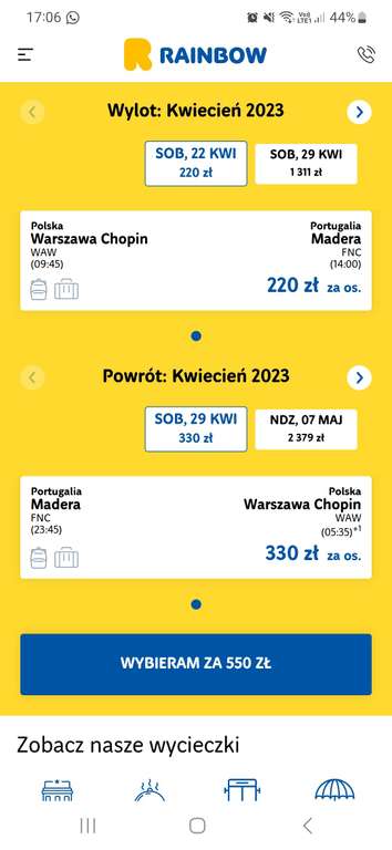 Last minute: Loty Warszawa-Madera 22.04 - 29.04 (bagaż rejestrowany w cenie)