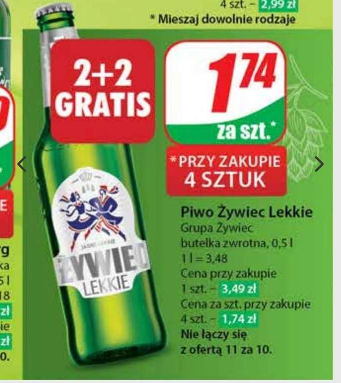 Piwo Żywiec Lekkie 4,5% 0,5l ● 2+2 gratis ○ butelka zwrotna