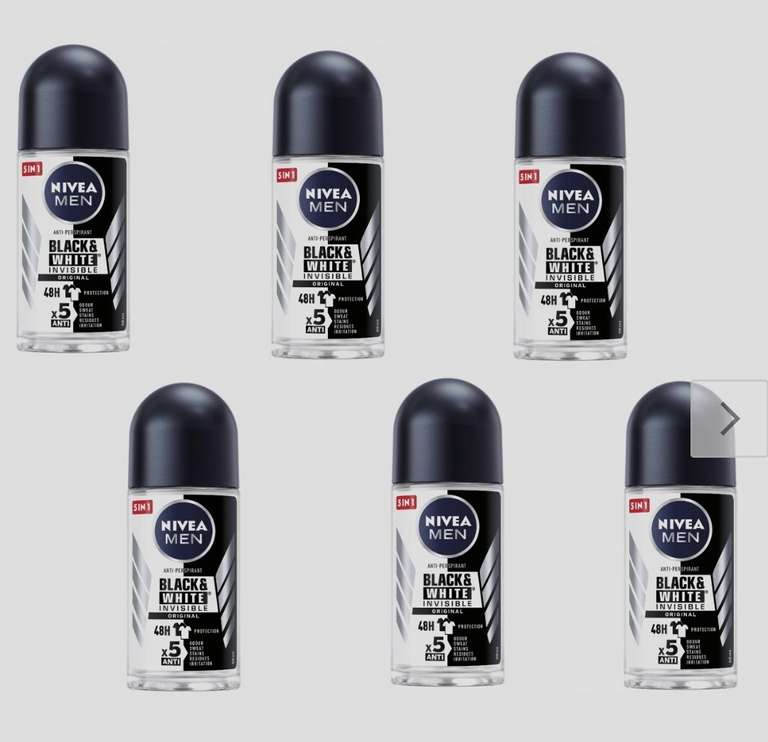 Antyperspiranty Nivea MEN Black&White 6 sztuk tylko w aplikacji