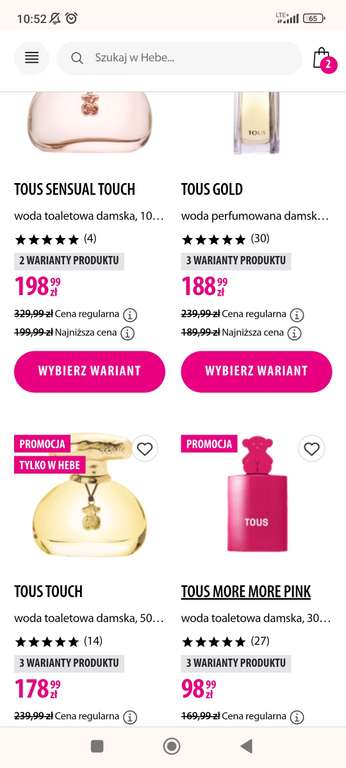 Promocja na perfumy TOUS w Hebe, różne rodzaje, męskie i damskie