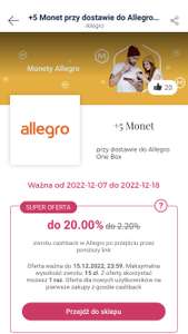 Do 20% zwrotu cashback z Goodie w Allegro +5 monet przy dostawie do Allegro One Box dla nowych użytkowników