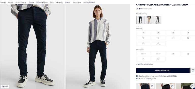 ceny męskiej w @Tommy Hilfiger - pełna rozmiarówka np. spodni (błąd cenowy?) -