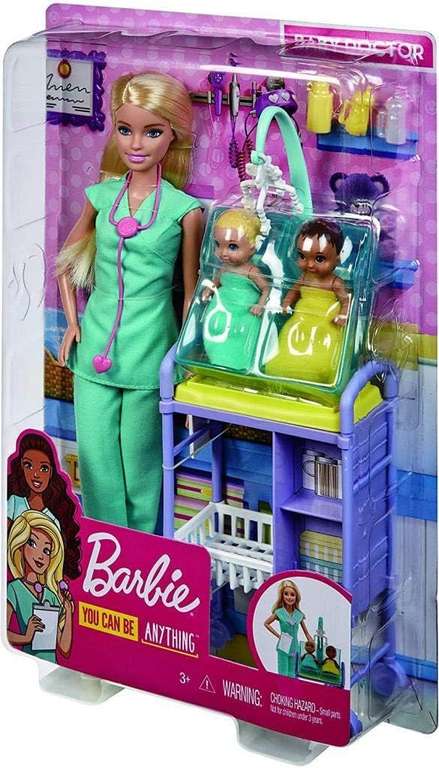 Barbie Zestaw do zabawy w lekarza dla dzieci z lalką blondynką, 2 lalkami niemowlętami, stołem do badania z akcesoriami, GKH23