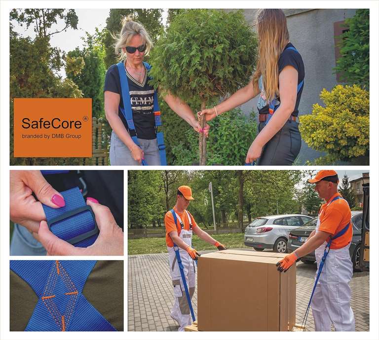 Pasy SafeCore do przenoszenia, podnoszenia - 2 osoby, do 500 kg, system uprzęży,pasy ruchome do ciężkich przedmiotów