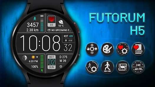 (Google Play) Futorum H5 Digital watch face - tarcza zegarka (WearOS)