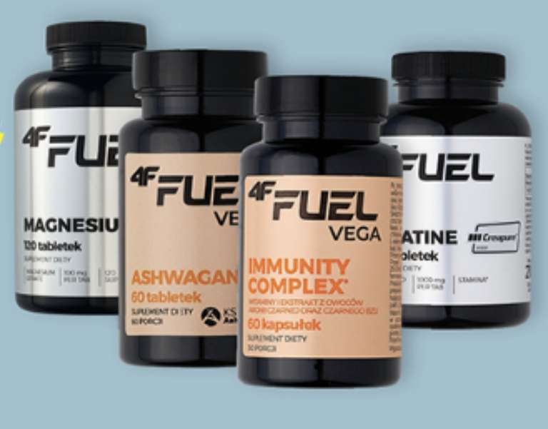 4F Fuel suplementy Kreatyna, Ashwagandha, witamina C, antioxidant, immunity complex @Biedronka