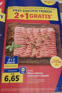 Mięso mielone wieprzowe z łopatki 500g, 2+1 z kuponem Lidl plus. (Cena za 1 przy zakupie 3)