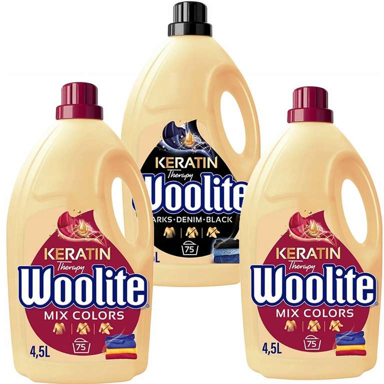 Płyn do prania kolorów Woolite 2x 4.5L + płyn do prania czerni 1x 4.5L (30zł za sztukę)