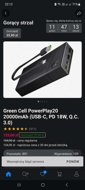 Powerbank Green Cell PowerPlay20 20000mAh (USB-C, PD 18W, Q.C. 3.0)