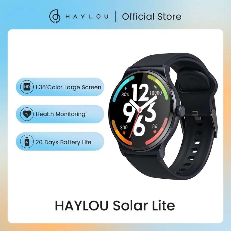 Smartwatch Haylou Solar Lite (1.38", ponad 100 sportów, IP68) | Wysyłka z CN | $19.21 @ Aliexpress