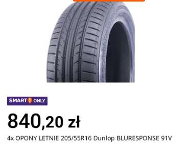 4 Opony letnie 205/55R16 Dunlop Blueresponse 91V