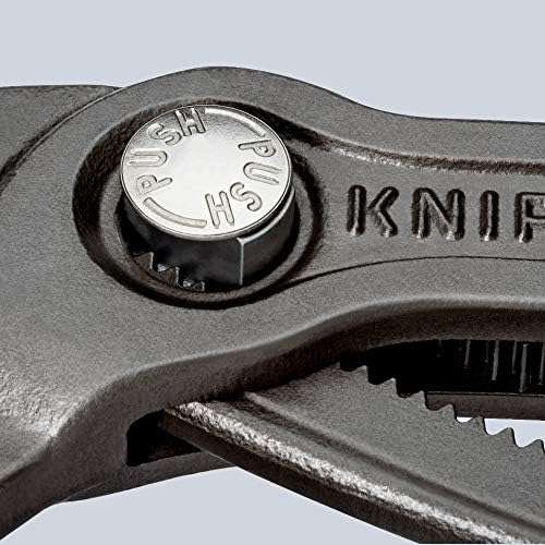 Knipex 8702180 SB Cobra Szczypce nastawne do rur nowej generacji, fosforanowane, szare, z wielokomponentowymi nasadkami, 180 mm
