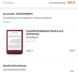 Pocketbook touch lux 5 czerwony, możliwe 529zl z wysyłką