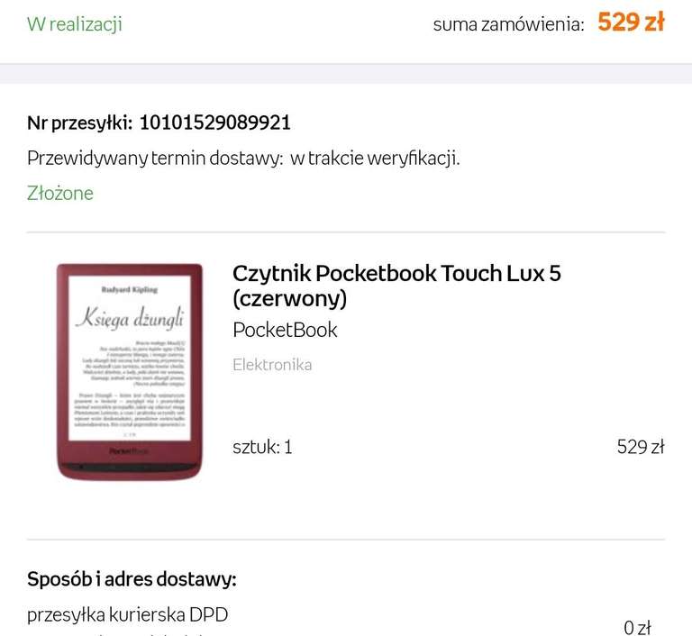 Pocketbook touch lux 5 czerwony, możliwe 529zl z wysyłką