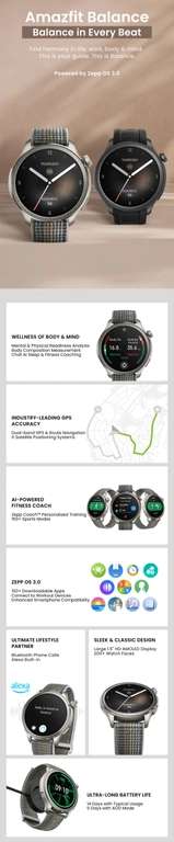 Smartwatch Amazfit Balance (AMOLED, do 14 dni na baterii, GPS) @ Aliexpress