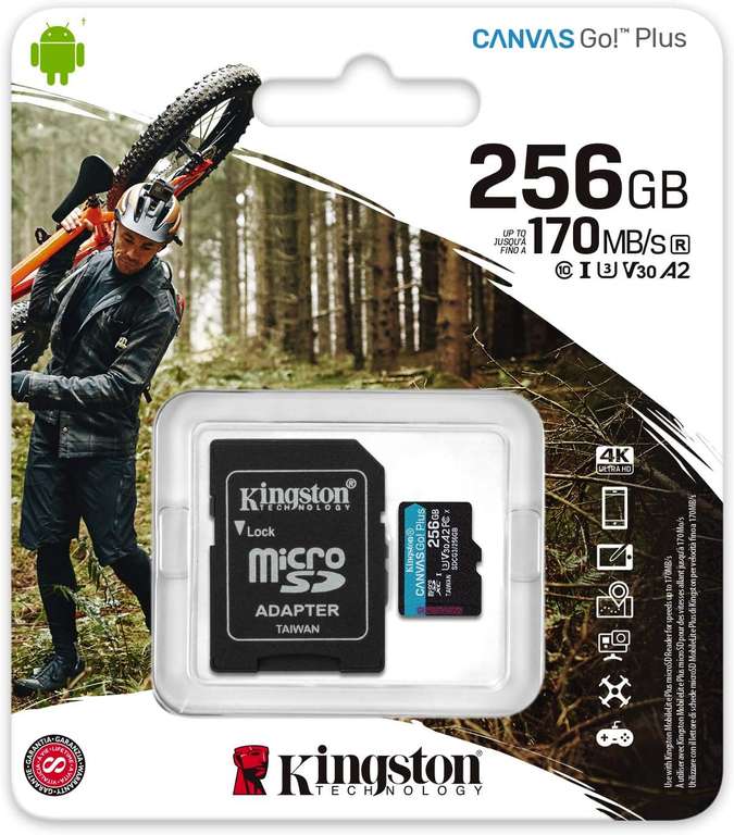 karta pamięci microSD: Kingston Canvas Go! Plus 256GB (170MB/90MB)