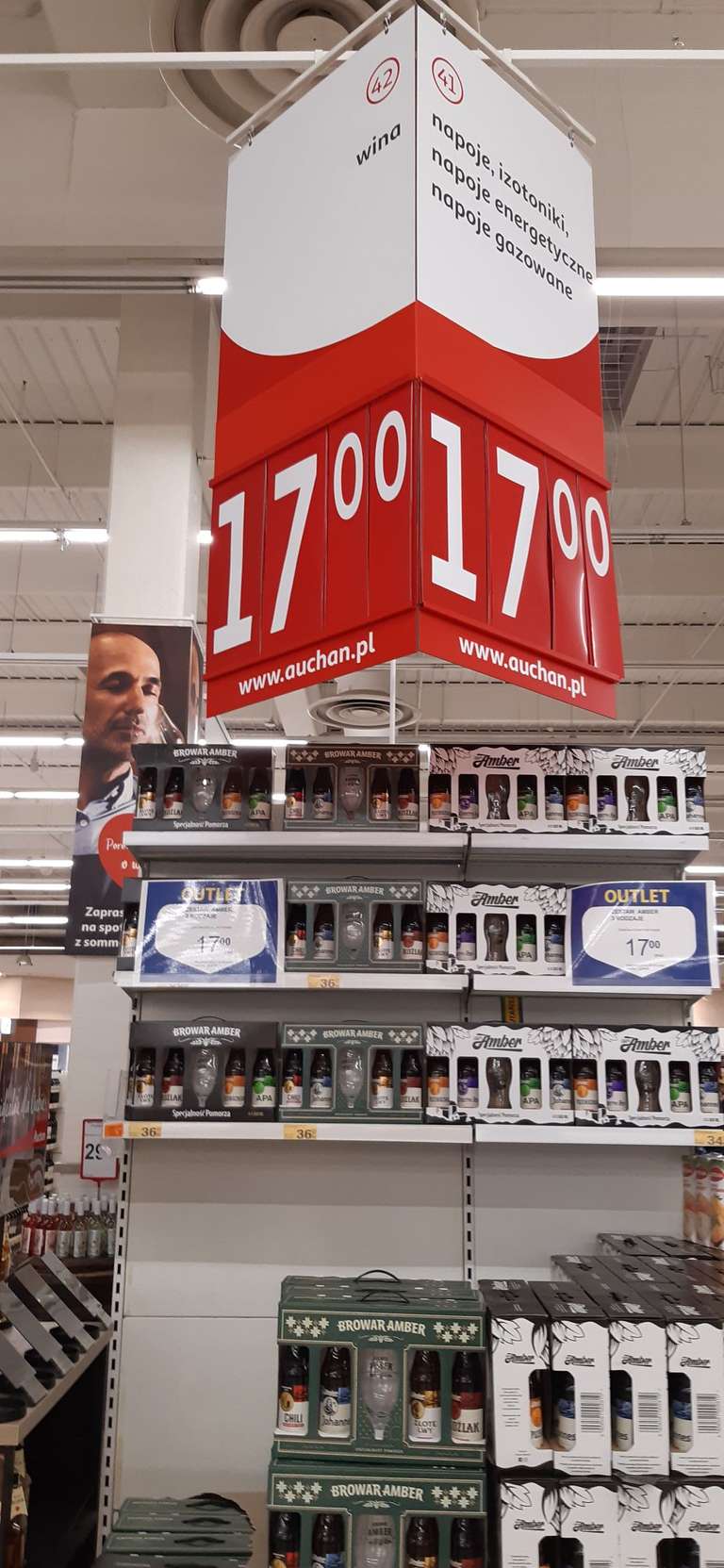 Zestaw 4 piw Amber +szkło, Auchan Gdańsk Osowa