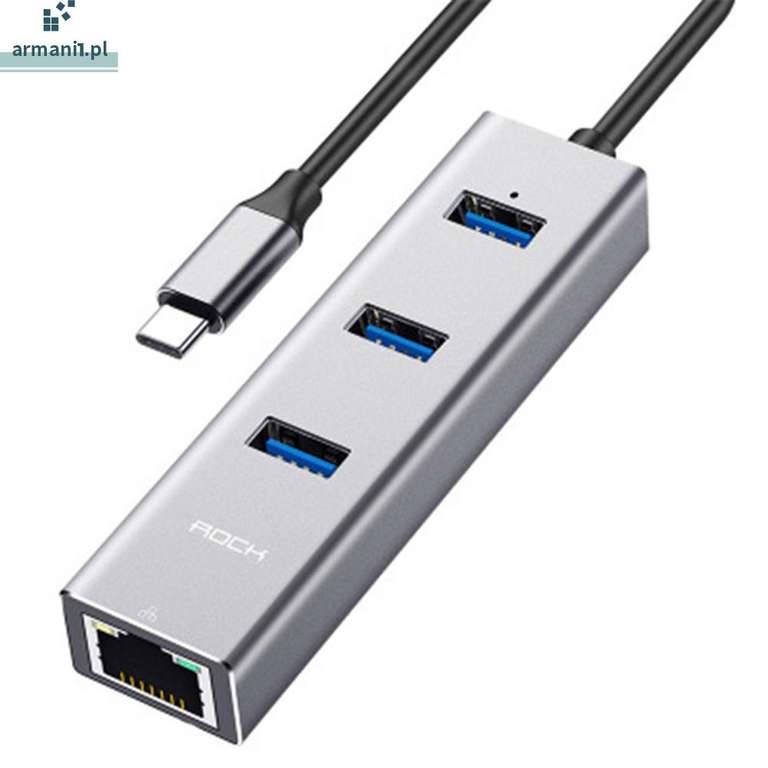 Shopee: ROCK USB-C hub / koncentrator USB 3.0 + karta sieciowa RJ45 1000 Mbit/s