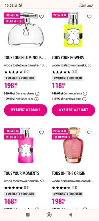 Promocja na perfumy TOUS w Hebe, różne rodzaje, męskie i damskie