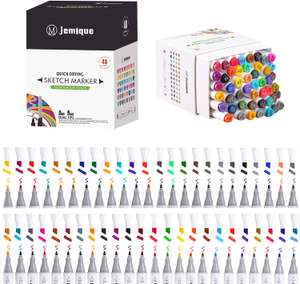 Jemique 48 kolorów markery artystyczne precyzyjne i szerokie końcówki markery zestaw markerów na bazie alkoholu