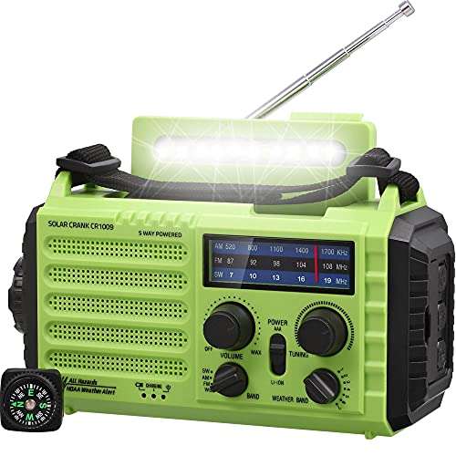 SOLAR CRANK CR1009 - wielofunkcyjne radio z latarką, powerbankiem, korbką do awaryj.zasilania, syreną .... (20,65 EUR + 5,99 EUR dostawa)