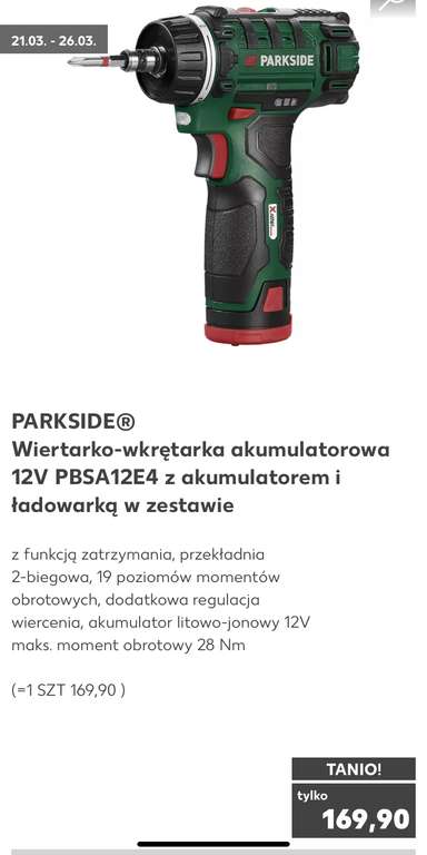 PARKSIDE Wiertarko-wkrętarka akumulatorowa 12V