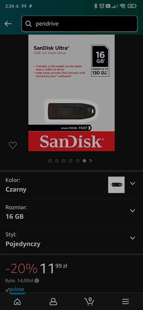Pendrive SanDisk Ultra 3.0 16gb