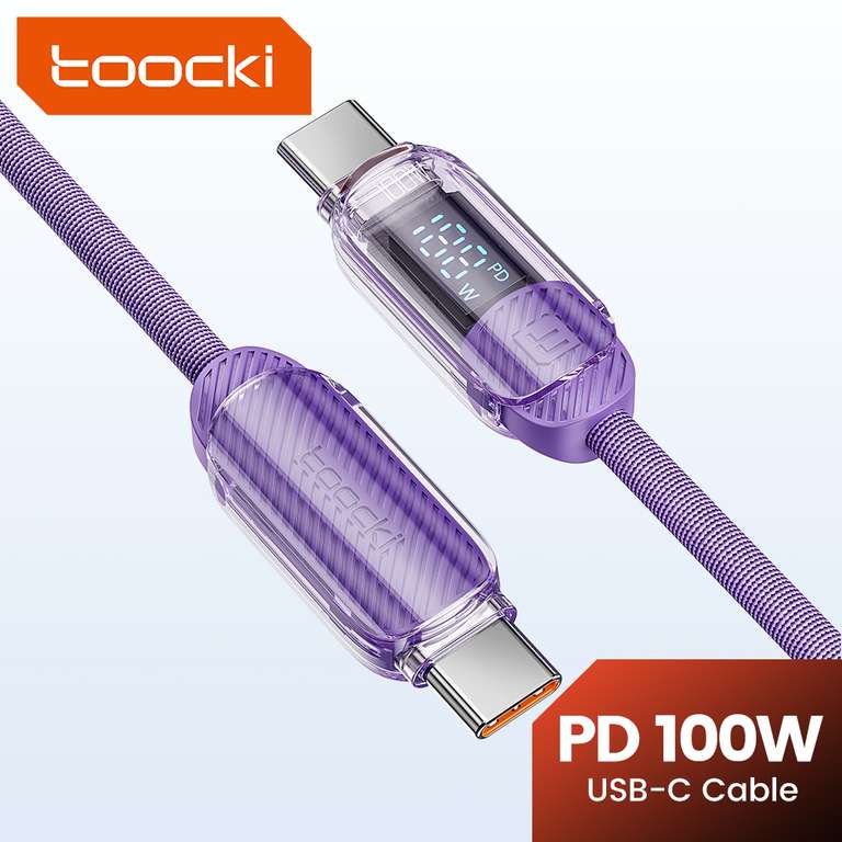 Toocki kabel USB C do USB C 100W 5A Transmisyjny $3